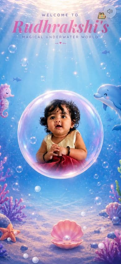 Underwater One birthday invitation opening